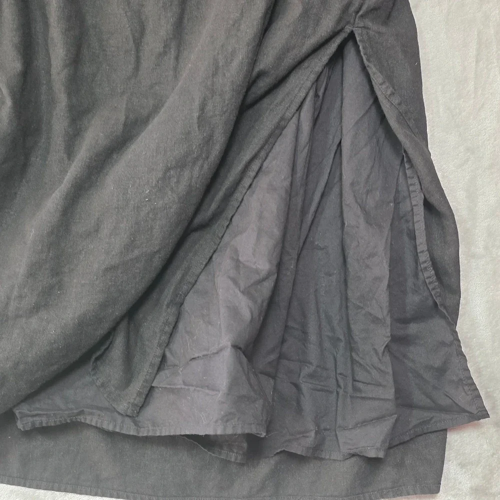 Gap Womens XXL Black Linen Blend Midi Skirt Elastic Waist Layered Side Slit